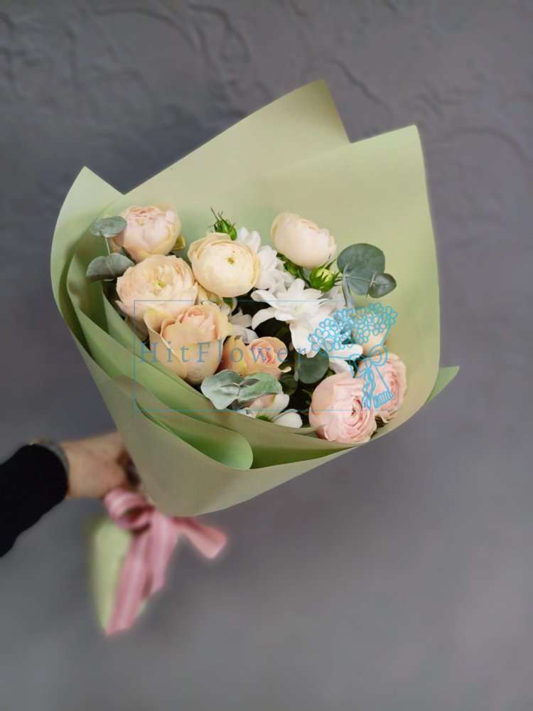 Букет цветов Милые ромашки Букет цветов из: Хризантемы и Розы